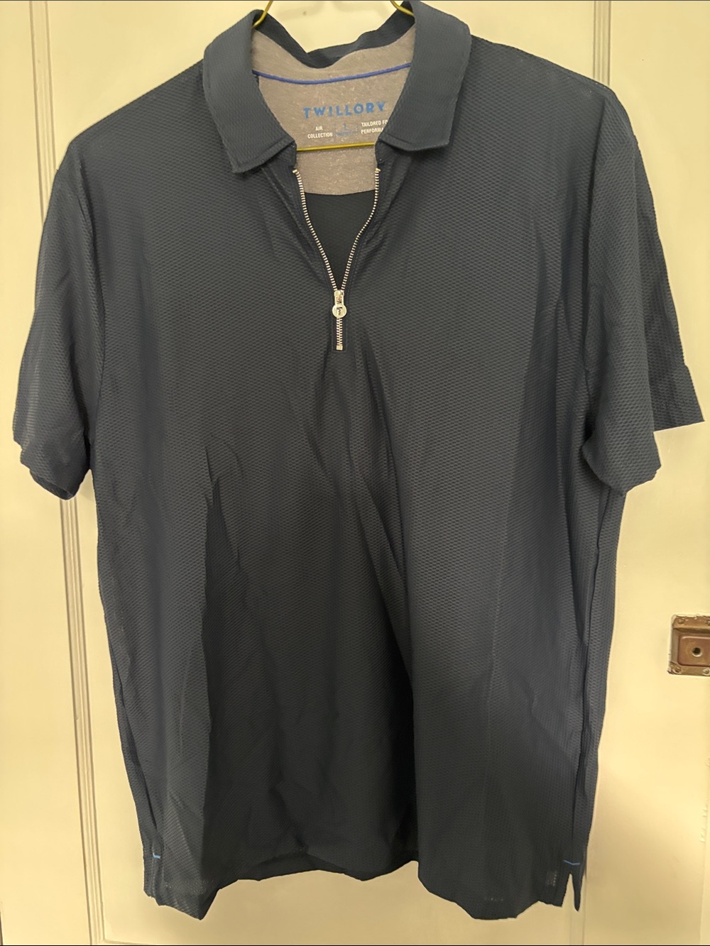 Twillory Men's Short-Sleeve Zip Polo in Navy